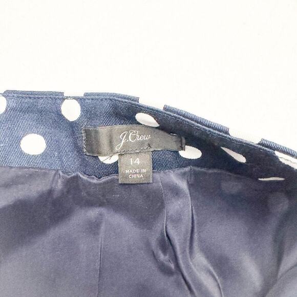 J. Crew Polka Dot Pencil Skirt Navy White Patterned Size 14 - Picture 3 of 5